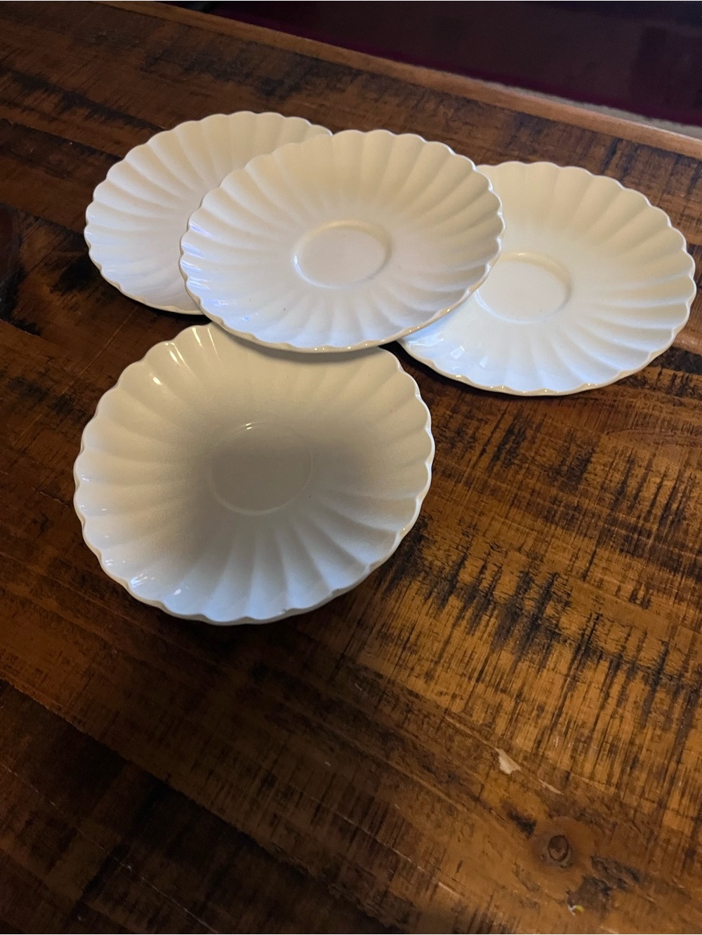 J&G Meakin Classic White Scalloped Ceramic Saucers - Set of 4